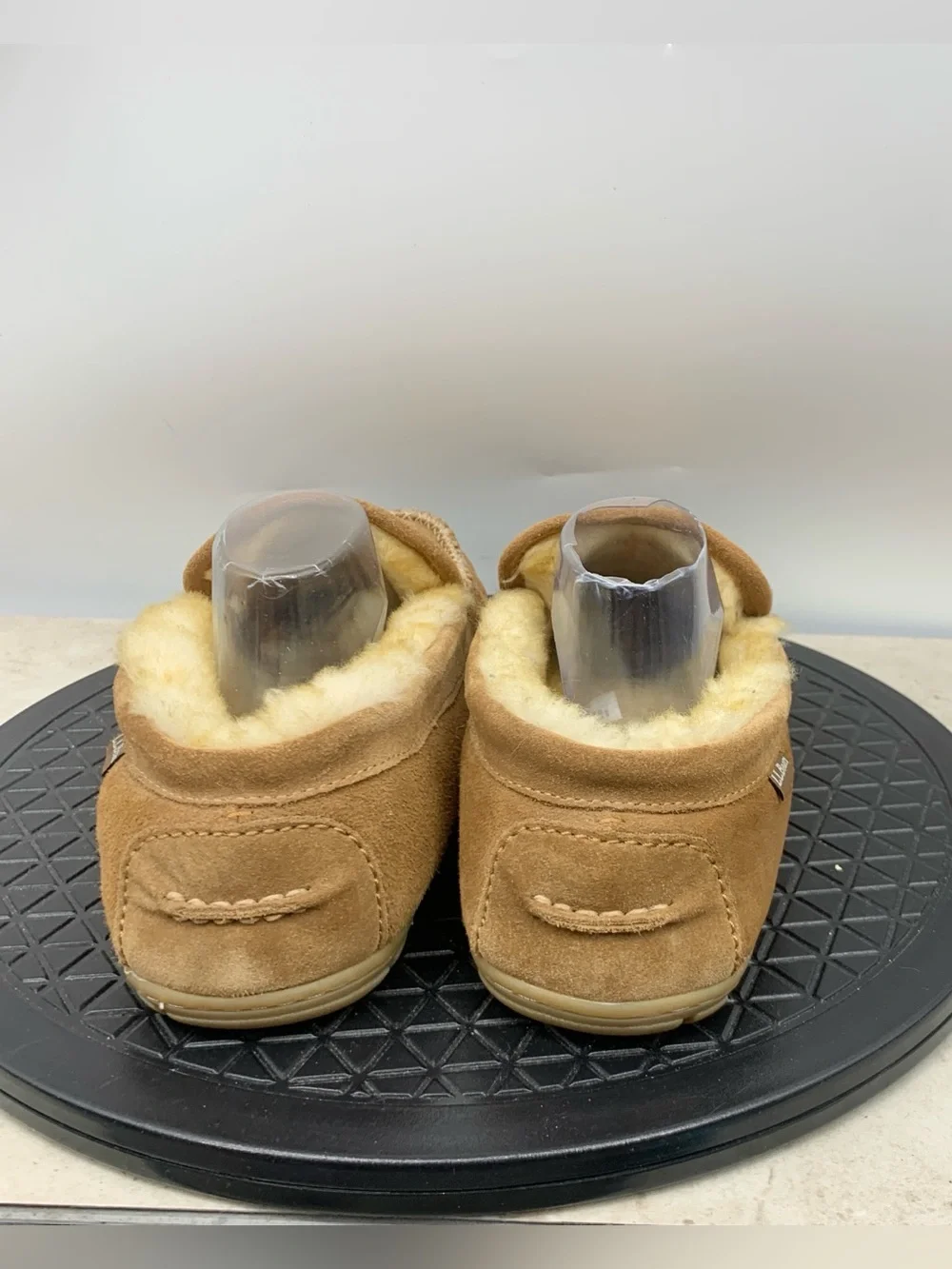 LL Bean Venetian Slippers Men Size 14 Shoes Brown Suede Shearling Moccasins